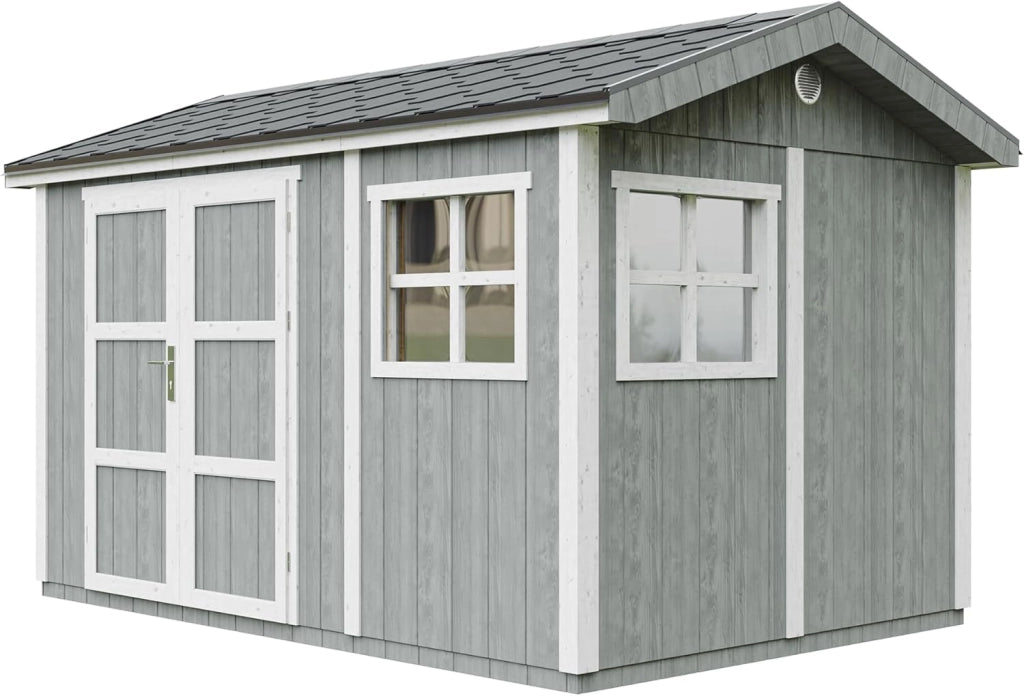 Casetta da giardino di qualit? premium 8,68 m² - H252x250x412 cm - Timbela M914A-CAVERN STEEL