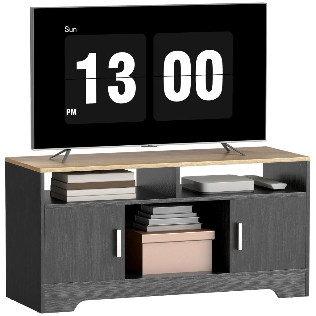 Mobile TV in legno con 2 nicchie e 2 ante ¨C zephmum ¨C effetto legno nero 105x40x52 cm