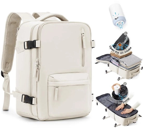 Borsa a vuoto per viaggio da donna, zaino a vuoto con sistema di compressione per viaggi, borsa da viaggio a vuoto per Ryanair con pompa impermeabile
