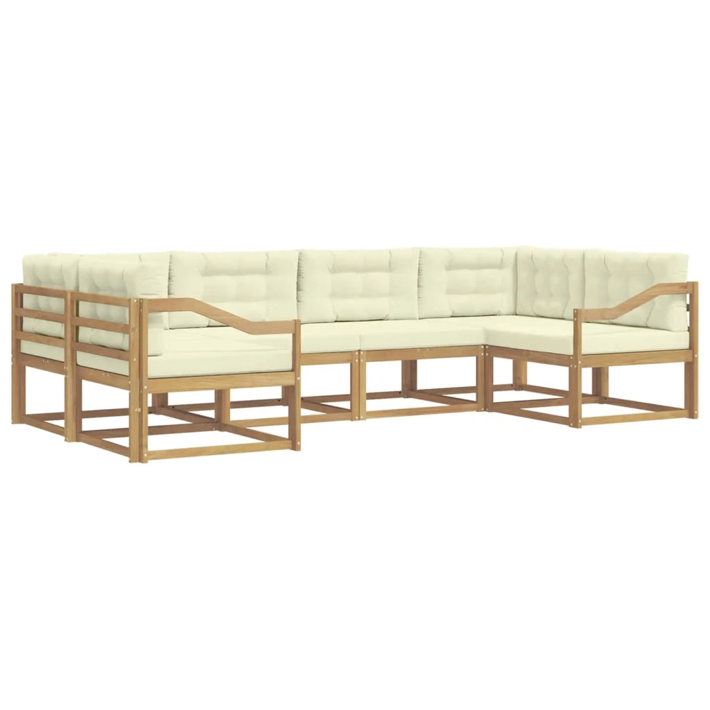 Set di divani da esterno con cuscino 6 pcs Bianco e Crema