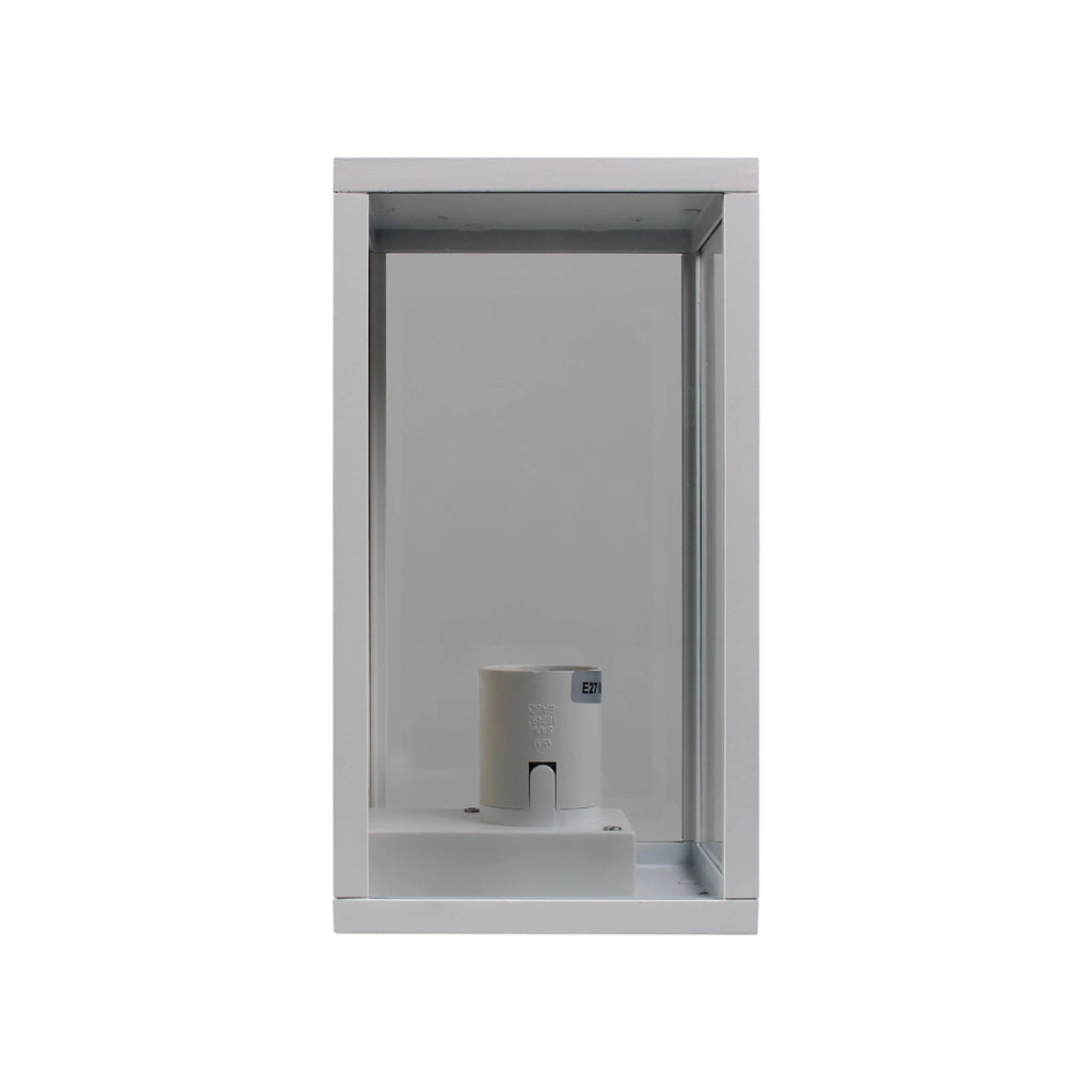 LAMPADA DA PARETE IP44 PER INTERNI ED ESTERNO IN ALLUMINIO BIANCO CON ATTACCO E27 - DESIGN ELEGANTE E MODERNO