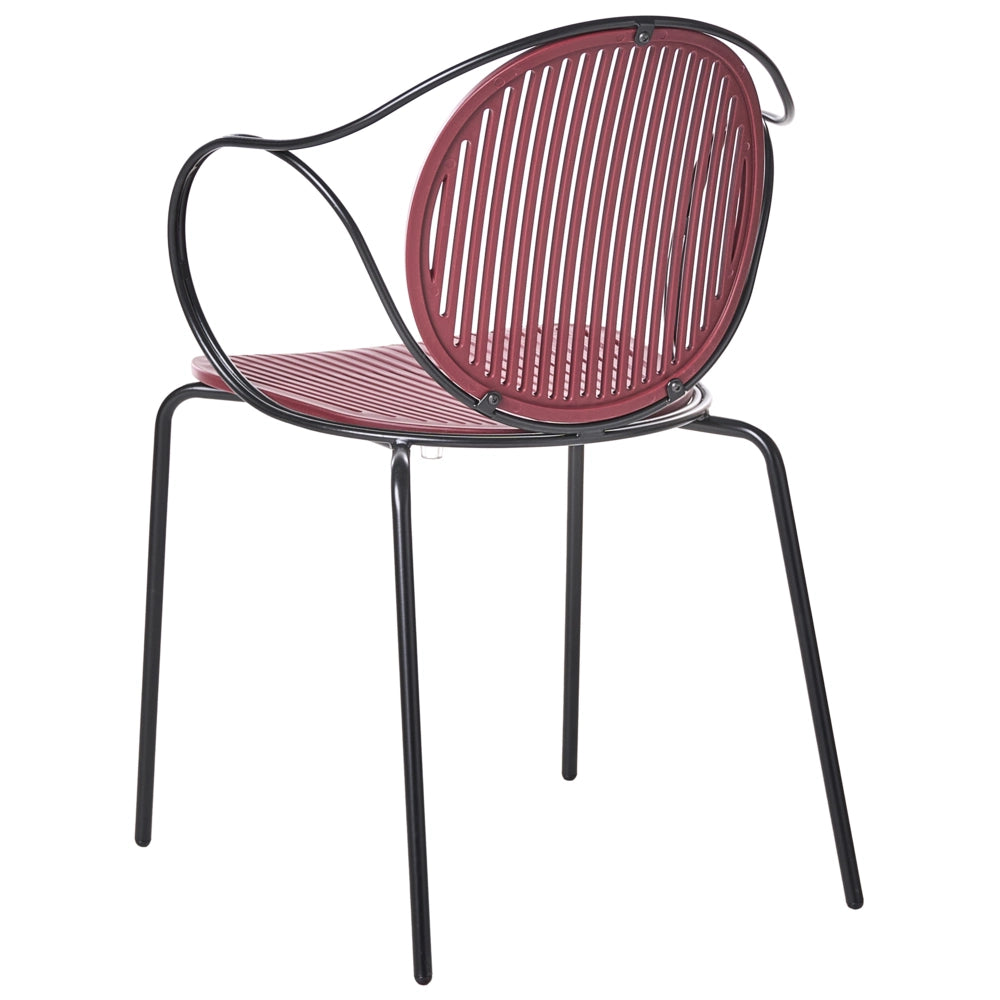 Set di 2 sedie da pranzo imbottite Base in metallo rosso e nero base in metallo design moderno