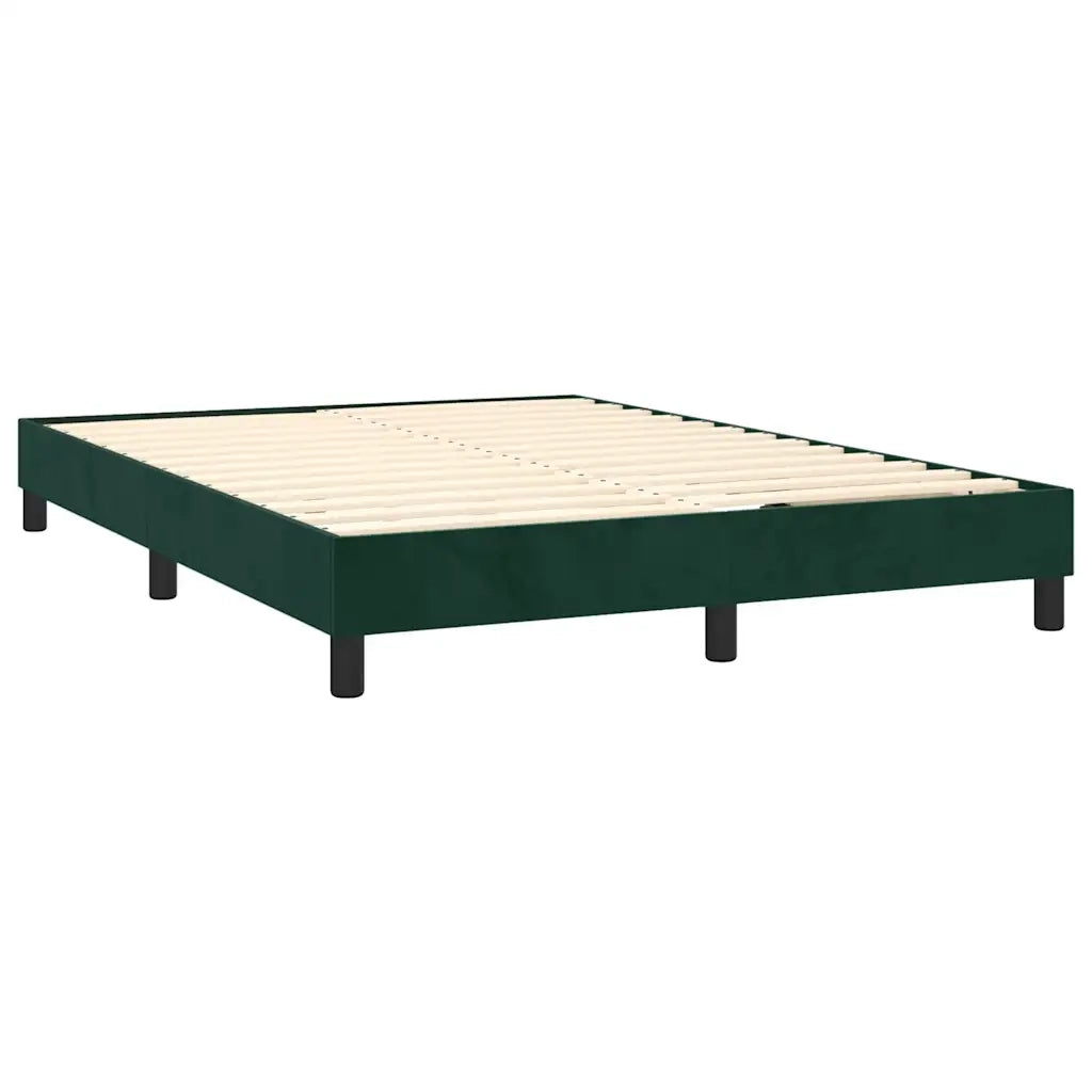 Giroletto a Molle con Materasso Verde Scuro 140x190 cm Velluto 3141542