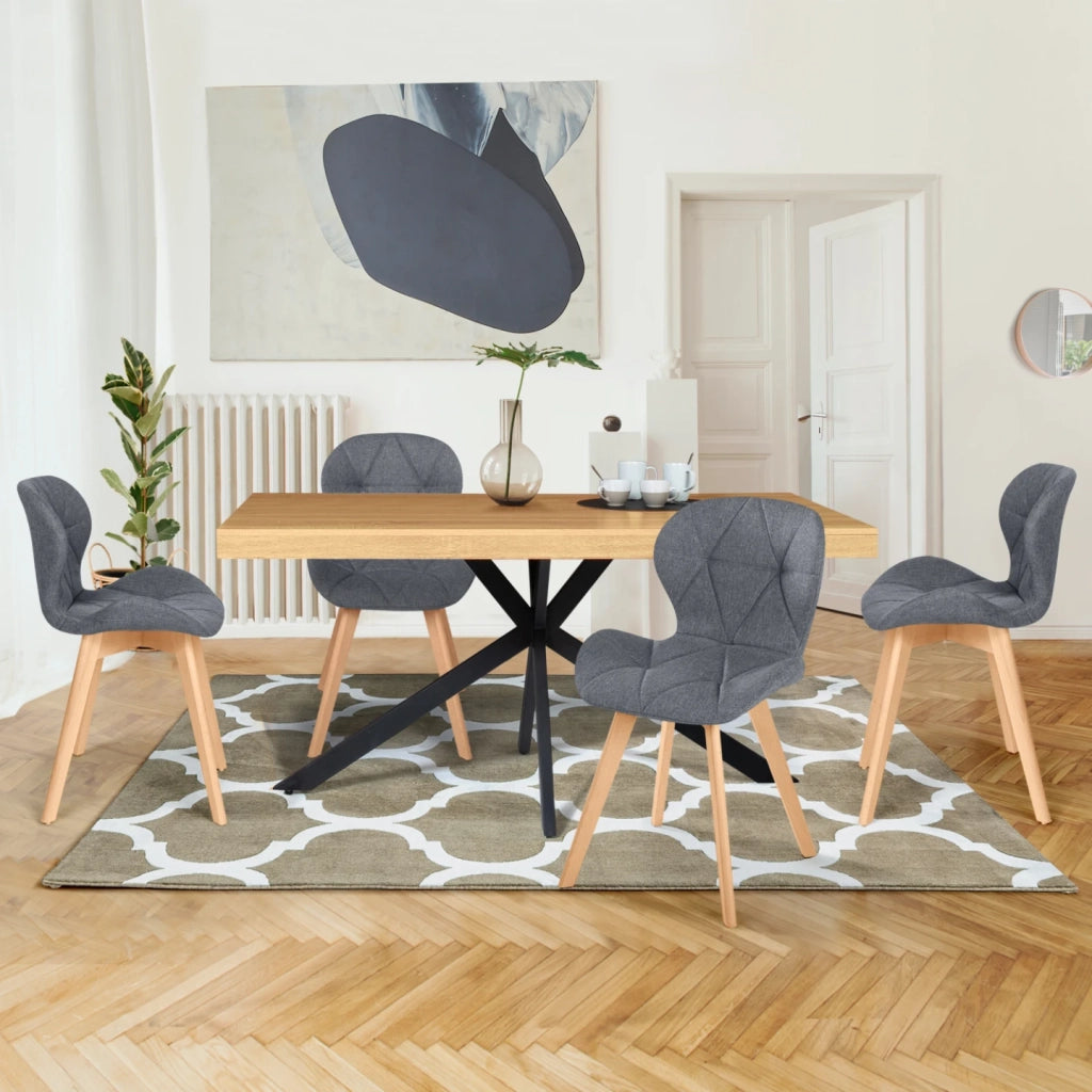 IDMarket - Set di 4 sedie da pranzo in tessuto grigio scuro ROBINE