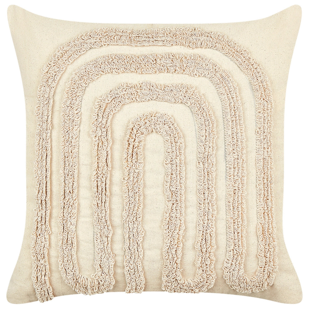 Set di 2 cuscini decorativi in cotone beige 45 x 45 cm con motivo astratto