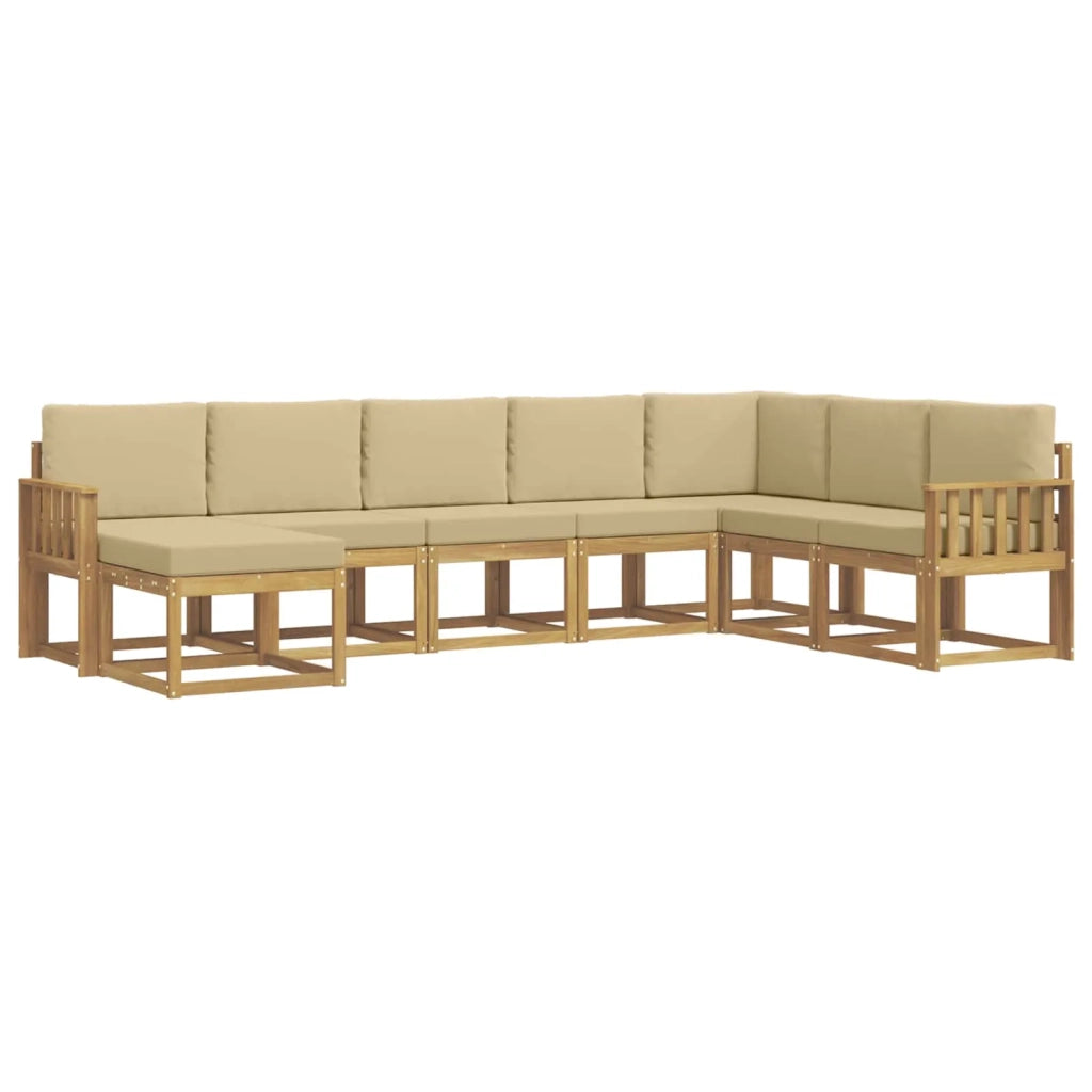 Set di divani da esterno con cuscino 8 pcs Bianco e Beige