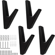 Quattro ganci neri, fissati al muro, asseggianato per asciugamani, pannello assorbente del rumore, materiale zinco leggero, adatto per bagni, cucine, corridoi e scale.