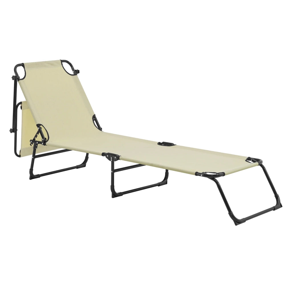 Set di 2 lettini prendisole pieghevoli con parasole acciaio 190 cm crema 03_0004511