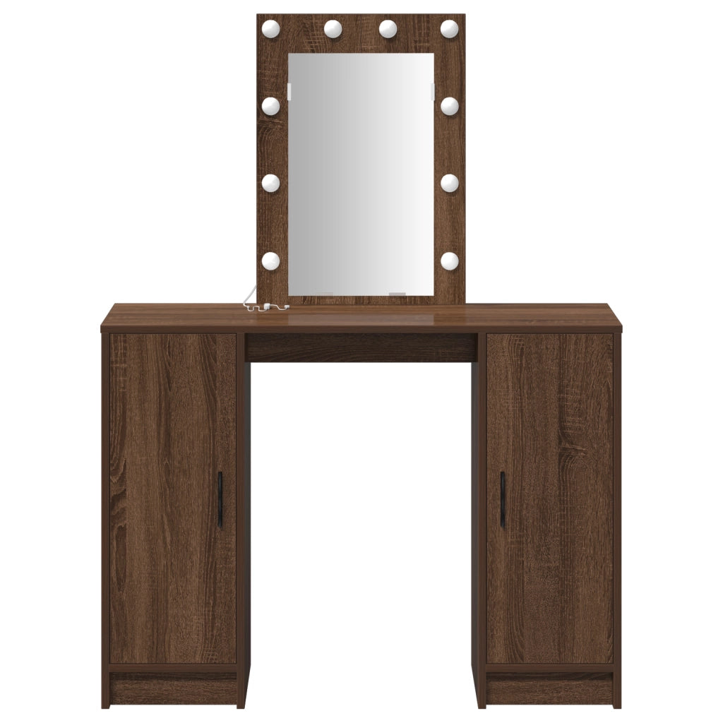 Toeletta  con luci LED Rovere Marrone 102x33x135 cm