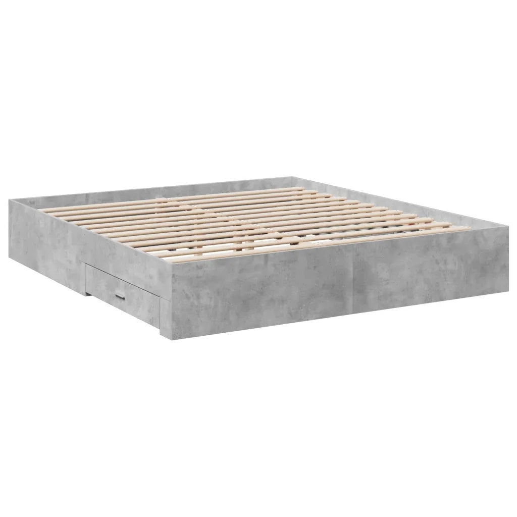 Giroletto Cassetti-Struttura Letto con contenitore Grigio Cemento 200x200 cm Legno Multistrato 119763