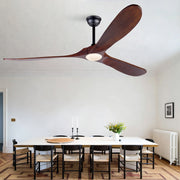 Ventilatore da soffitto con luce LED regolabile e telecomando in legno noce scuro e nero