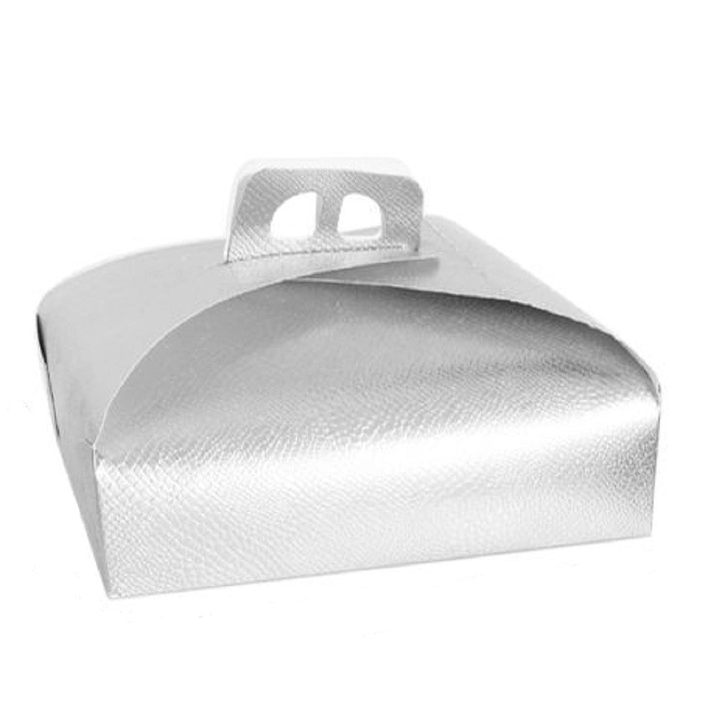 Trade Shop - Set 3pz Scatola Porta Torta Argento 45x45cm Dolci Pasticceria Festa Party 58017 -