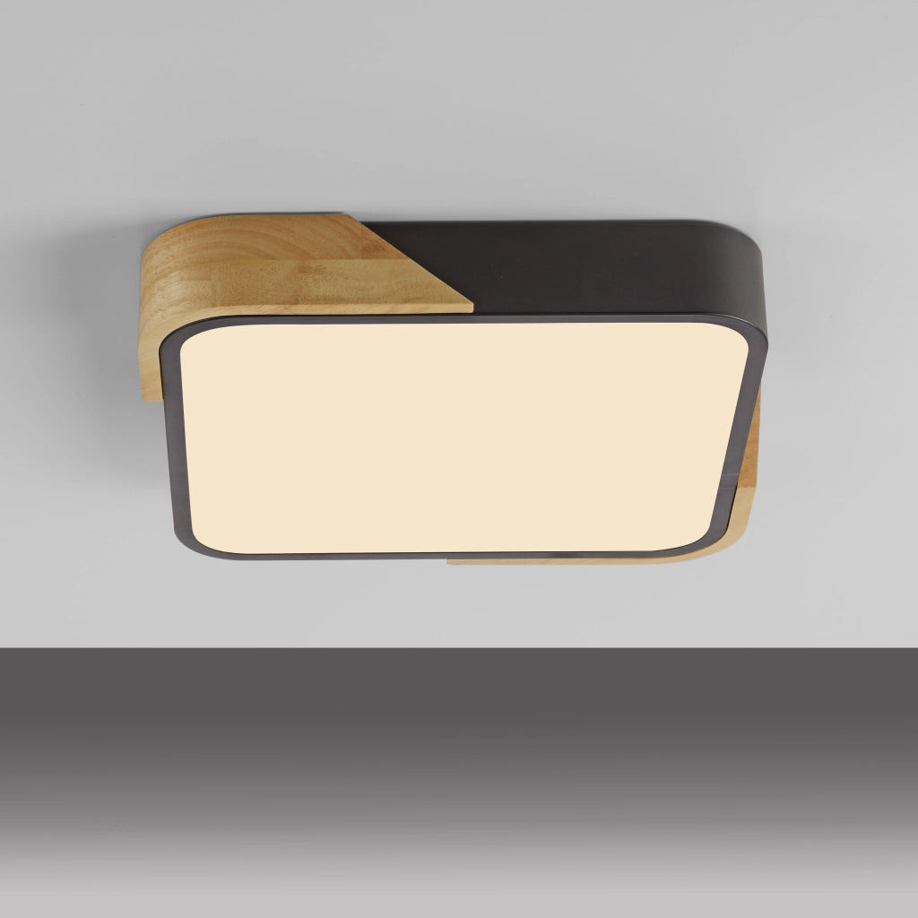 Plafoniera quadrata 32cm nera/legno LED 24W BILA Just Light