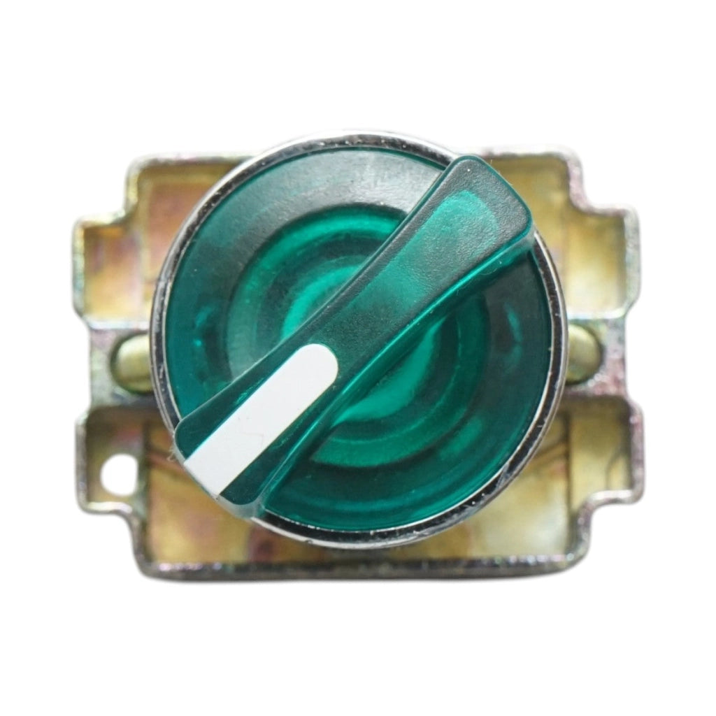 Selettore a 2 posizioni con blocco e indicatore di segnalazione LED verde 1NO+1NC, 24V, LAY5 Breckner Germany