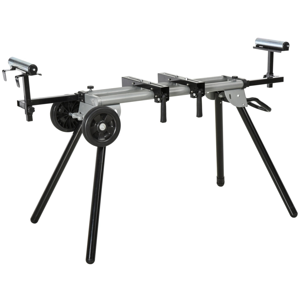 Supporto per troncatrice 123，5-245 cm in acciaio nero， pieghevole e mobile