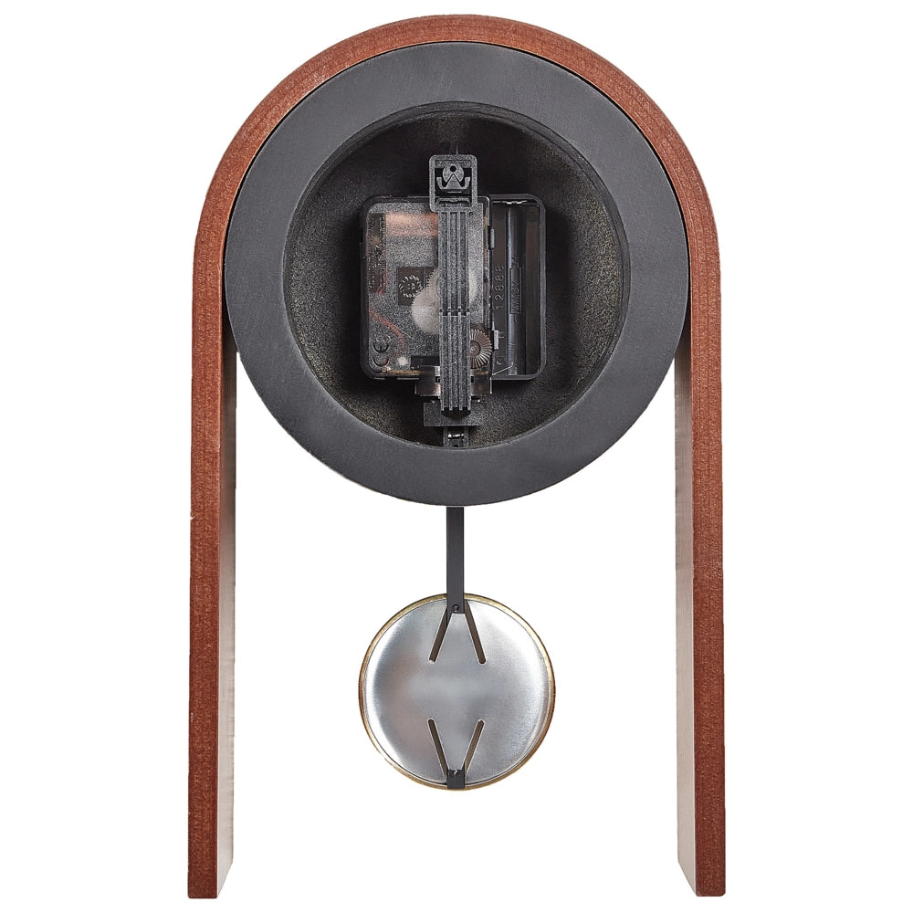 Orologio da tavolo Decorazione in MDF nero e legno scuro con pendolo decorativo senza numerazione
