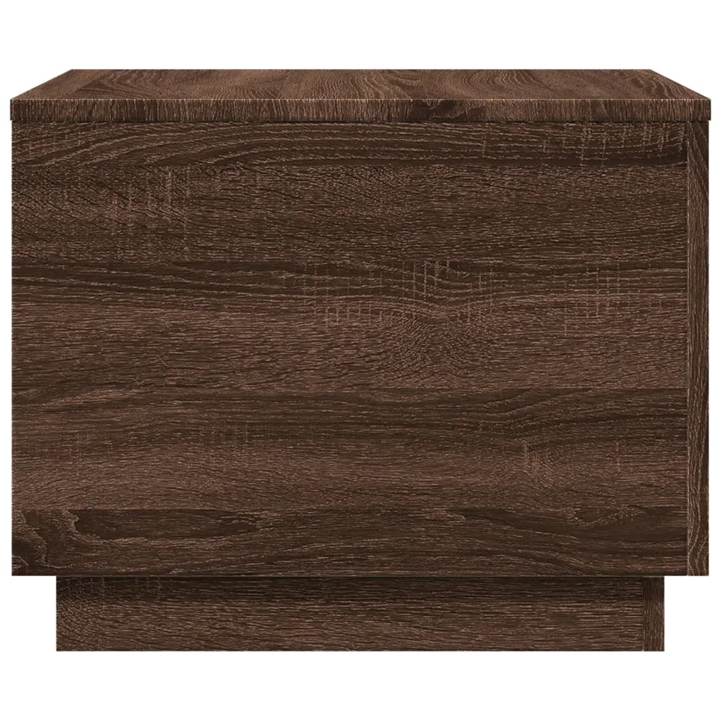 Tavolino da Salotto con Luci LED Rovere Marrone 50x50x40 cm