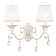 Maytoni applique shabby chic Grace 2 luci E14 bianco metallo diffusore tessuto