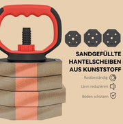 Set Pesi 4-in-1 Regolabile 25 kg per Allenamento a Casa con Manubri, Bilancieri e Kettlebell