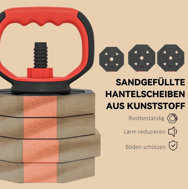 Set Pesi 4-in-1 Regolabile 25 kg per Allenamento a Casa con Manubri, Bilancieri e Kettlebell