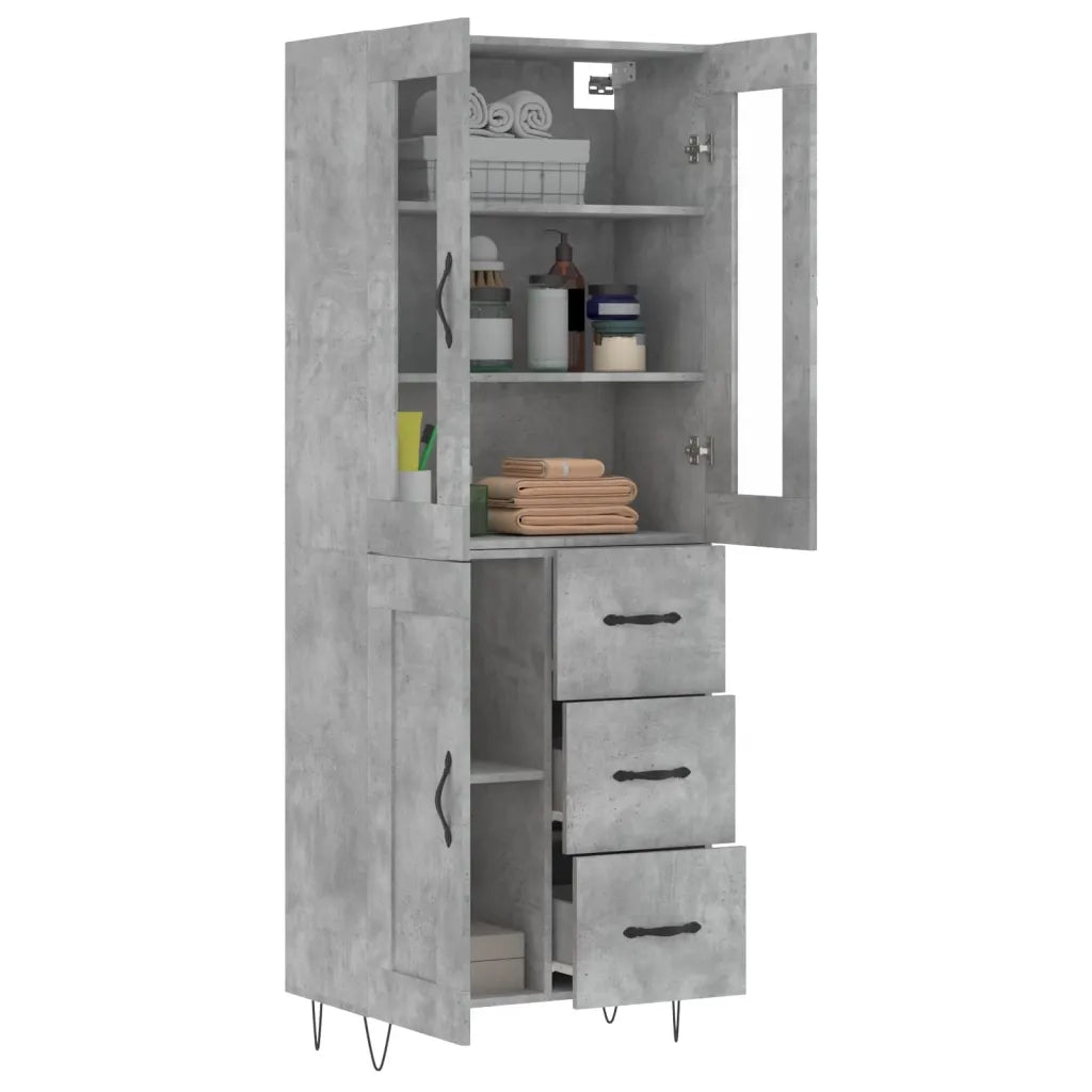 Credenza-Buffet-Armadio da cucina Grigio Cemento 69,5x34x180 cm in Legno Multistrato 612362