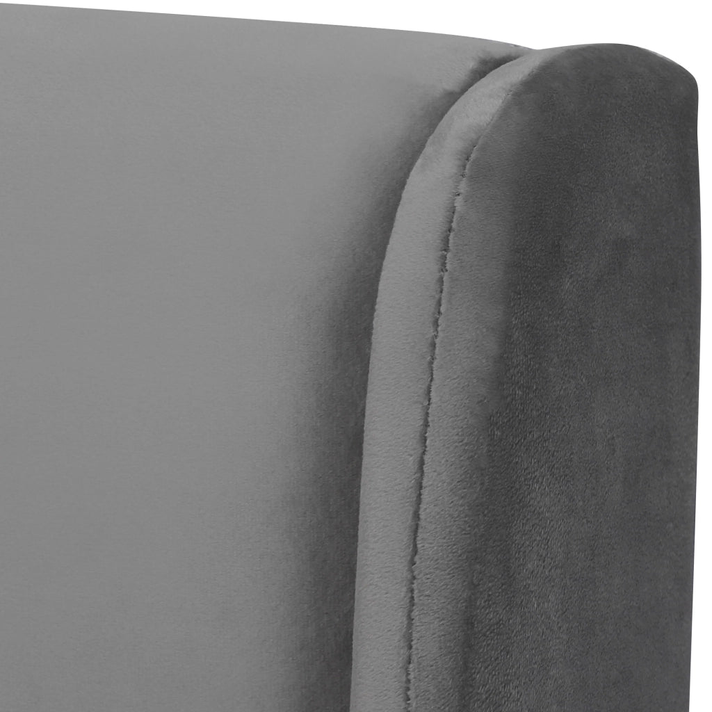 OKWISH Letto Contenitore 140×200 cm, Letto Matrimoniale con Sollevamento Idraulico, Testiera a Orecchie e Rete, senza Materasso, Velluto Grigio