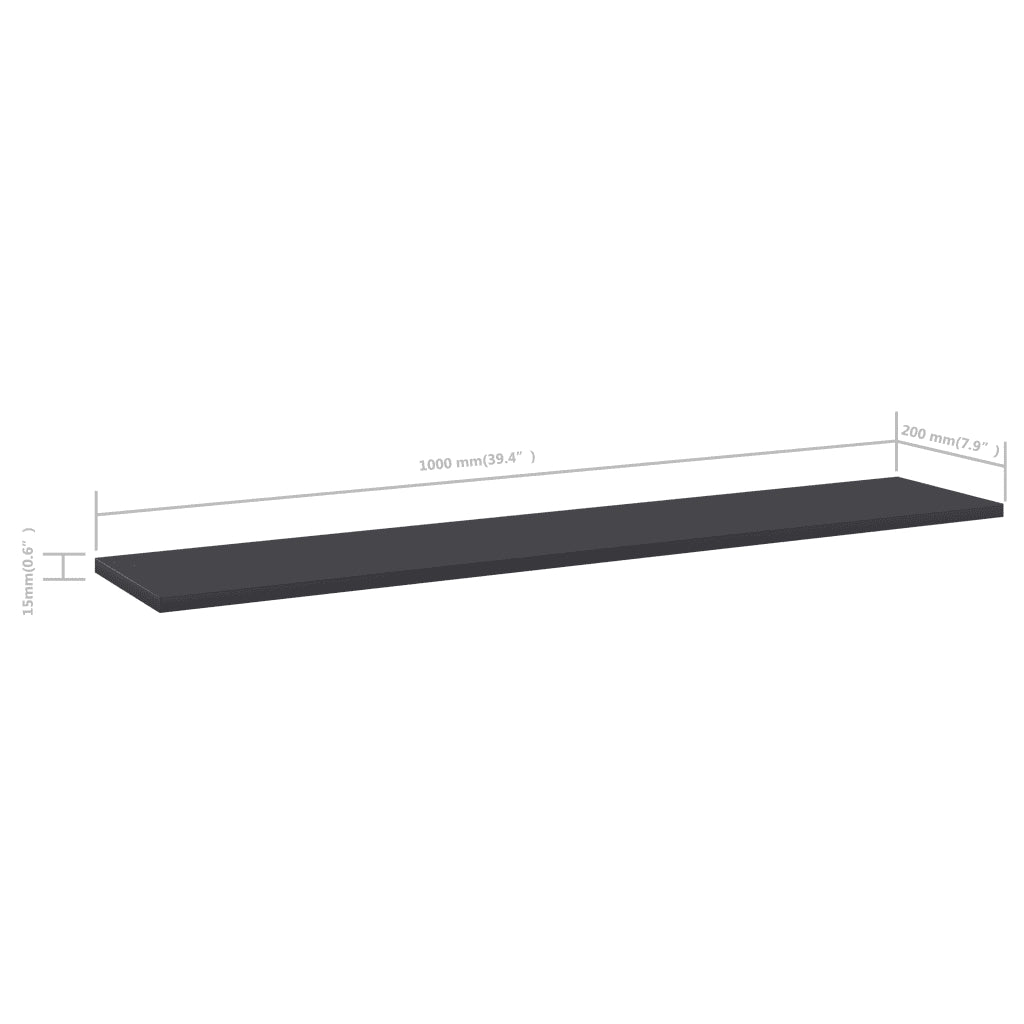 Ripiani per Libreria 4pz Grigi 100x20x1,5cm Legno Multistrato 805382