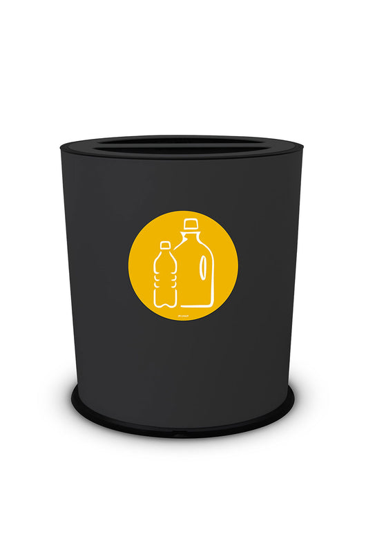 Pattumiera a Bidone per Raccolta Differenziata Ø35x40 cm 2 Scomparti 38 L Totali in Metallo Verniciato Nero