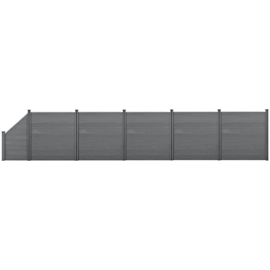 Recinzione frangivento e per la privacy in legno composito (WPC) quadrata e angolata 183 x 973 cm grigio 03_0001462