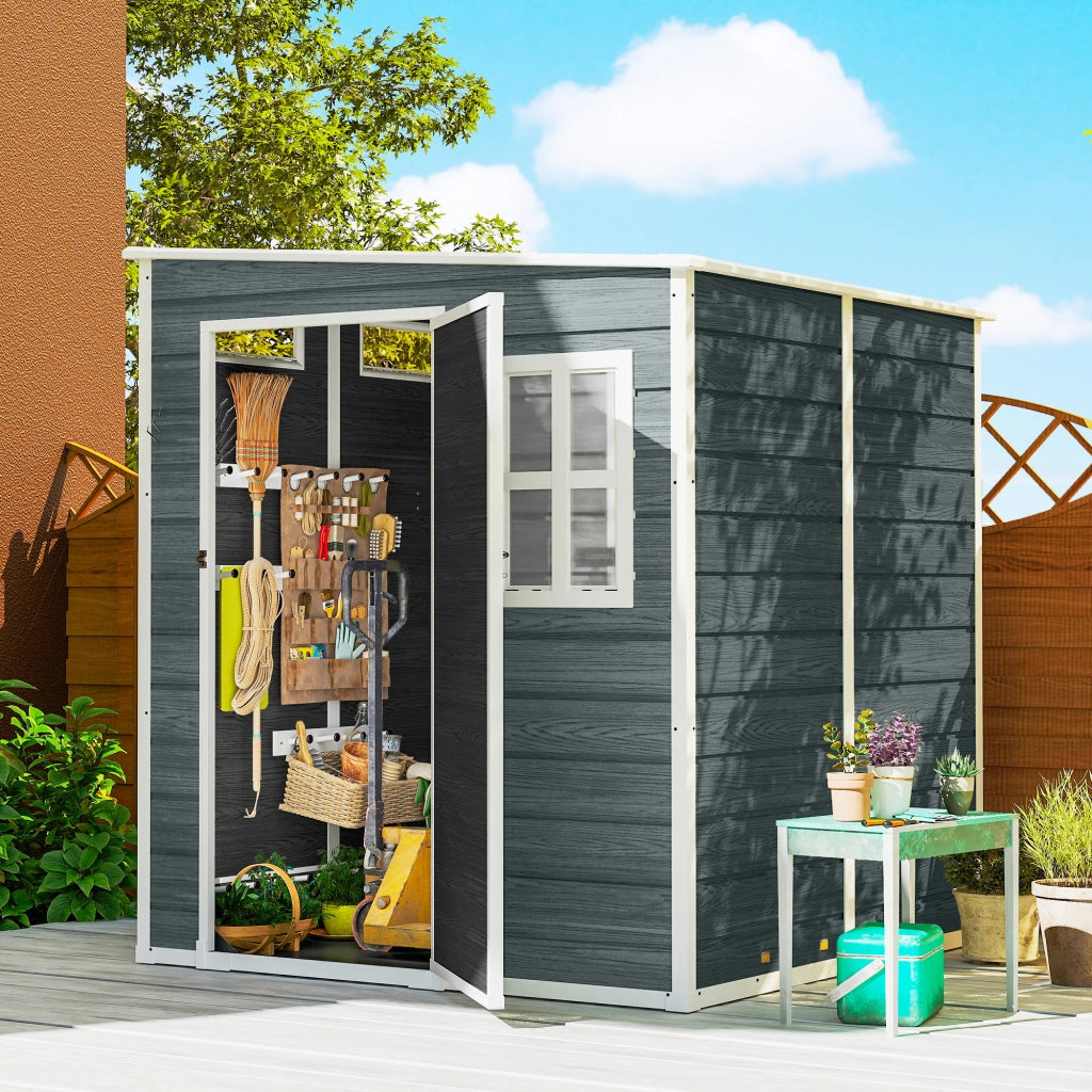 Casetta da giardino 2,89 m2 ¨C Xylo ¨C legno effetto, 3 finestre, 182x182x196 cm