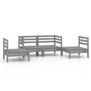 Set Divani da Giardino 4 pz | Set Salotto da Giardino Grigio in Legno Massello di Pino