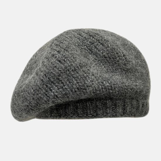 Baret in lana di pecora per donna, cappello da pittore con peluche, grande circonferenza del capo, riduci la vista per un effetto di viso più piccolo, cappello in lana di pecora.