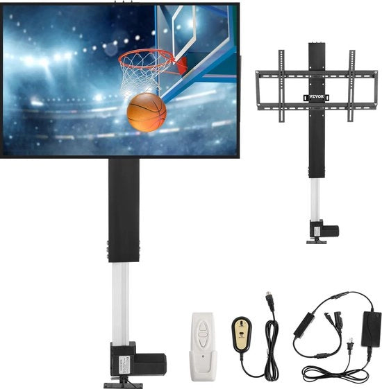 Sistema di sollevamento TV a distanza elettrico con attuatore elettrico e motore DC, regolabile in altezza, compatibile con Plasma e LCD.