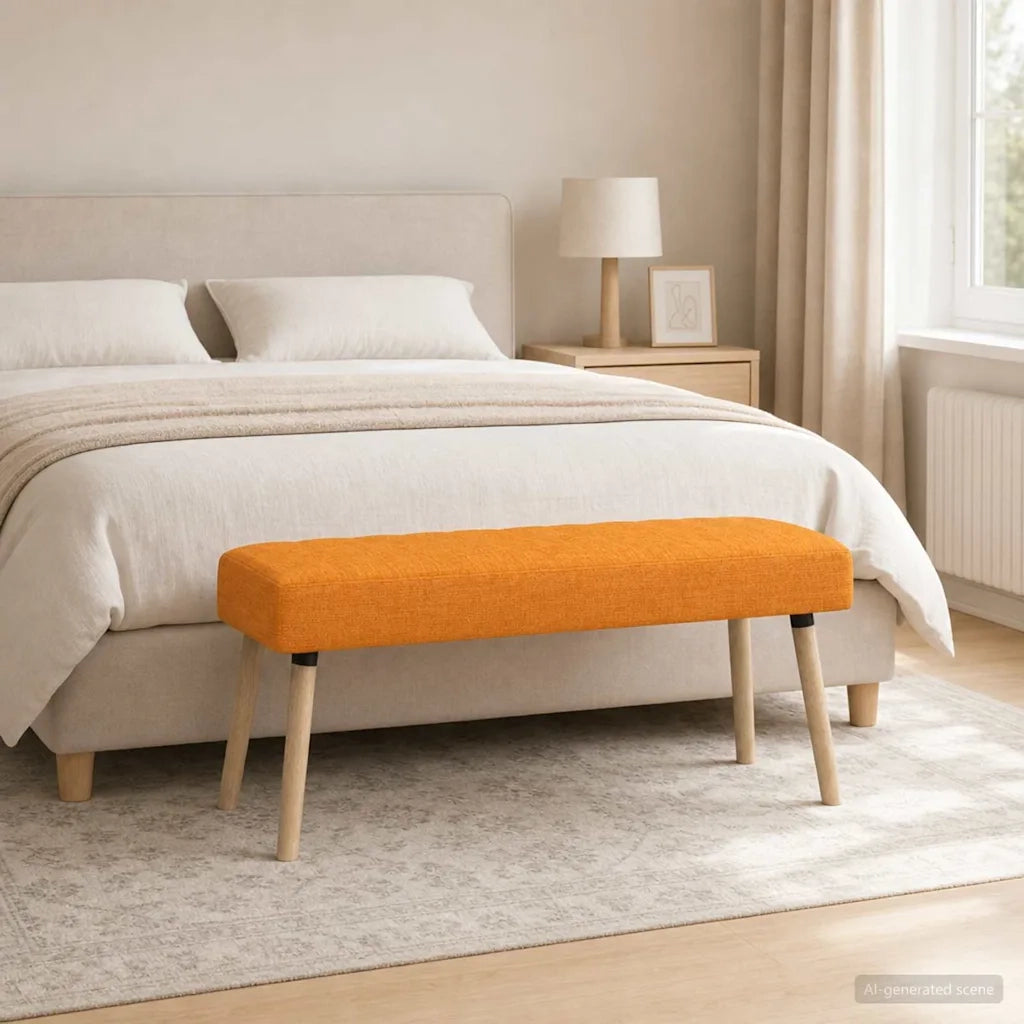 Panchina trapuntata a canale Giallo Scuro 110 x 40 x 46 cm 42038496