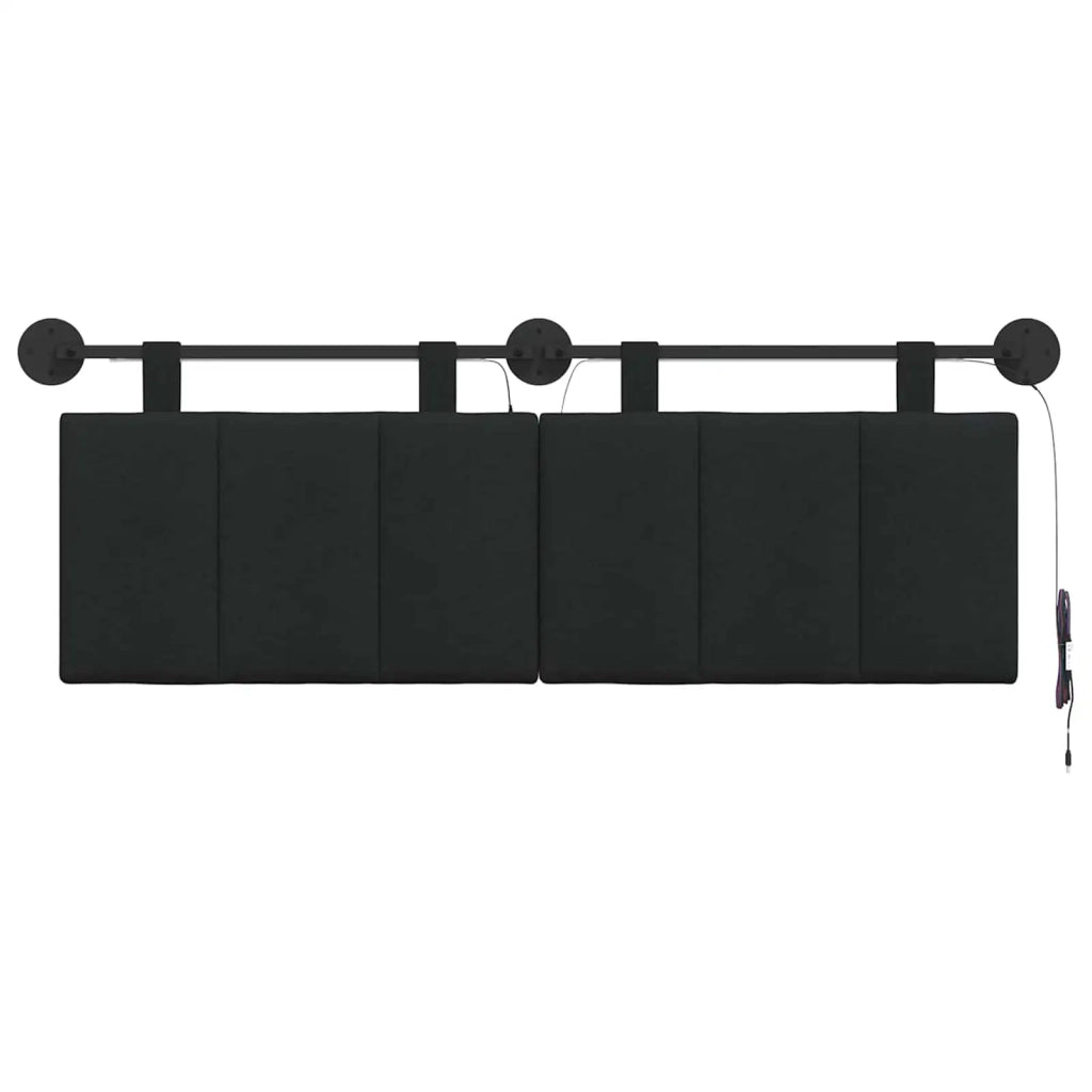 Testiera sospesa Con luce LED Nero Tessuto