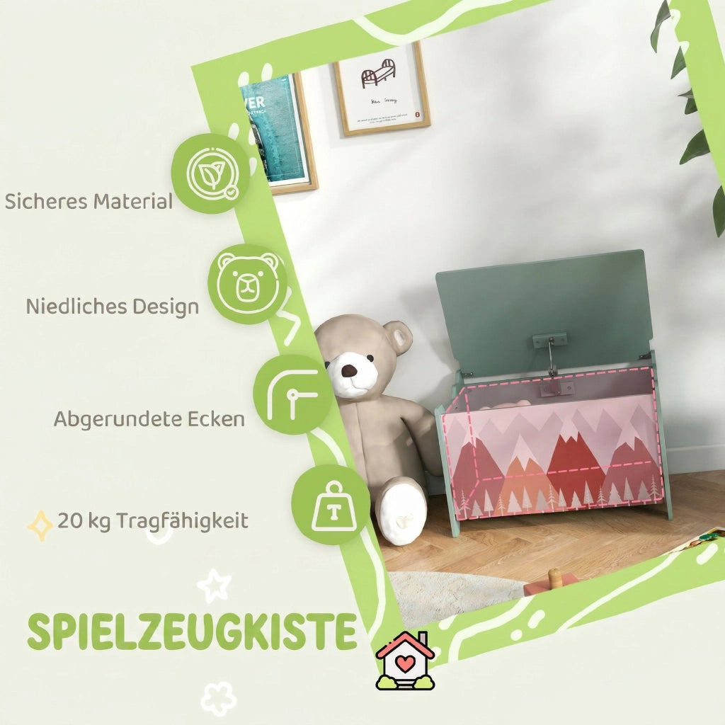 Contenitore giocattoli con coperchio ¨C Xylo ¨C verde motivo carino