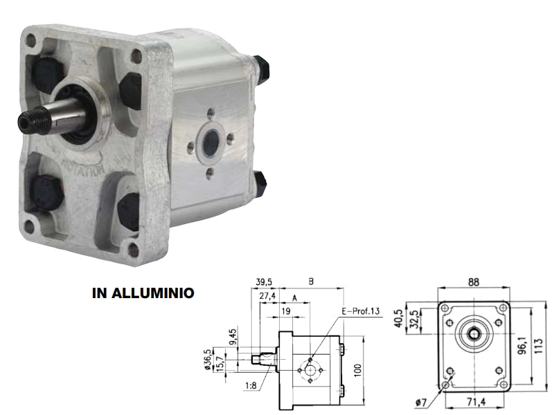 Pompa ad ingranaggi gruppo 2 versione standard albero conico pres. max 175 bar - 80963