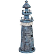 Figura decorativa a forma di faro in legno con LED blu 10,5x10,5x32h cm
