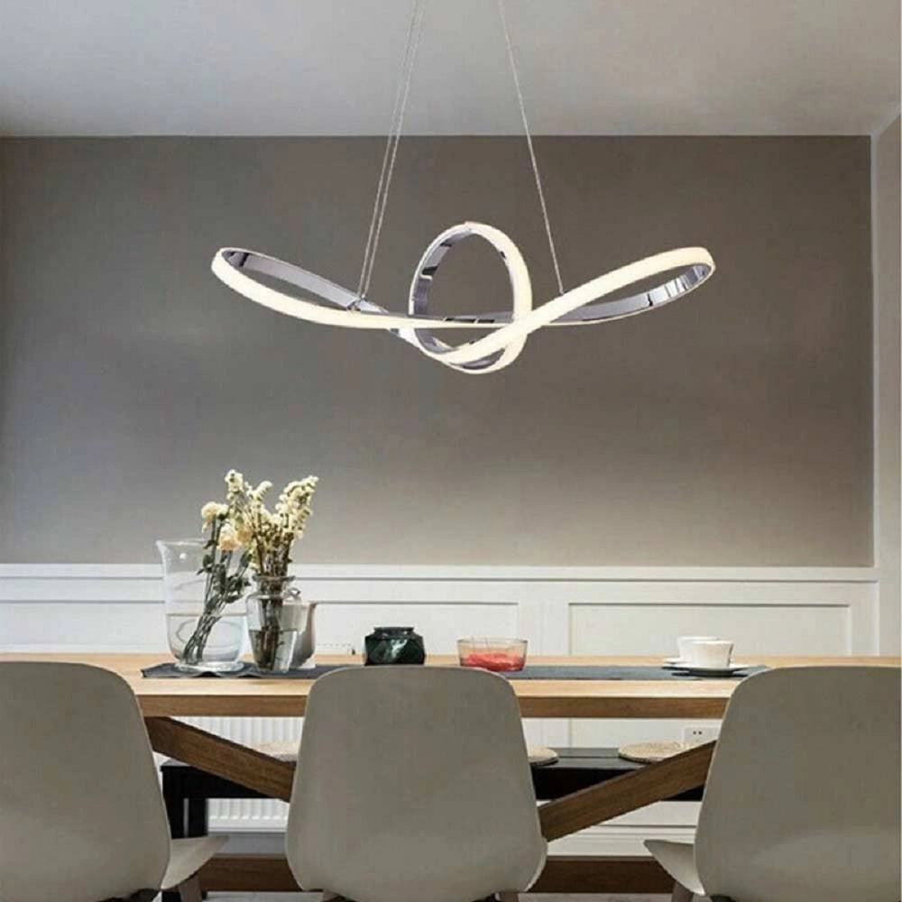 Trade Shop - Lampadario Led Moderno Argento A Sospensione 38 Watt Luce 6500k 4000k 3000k A07 -