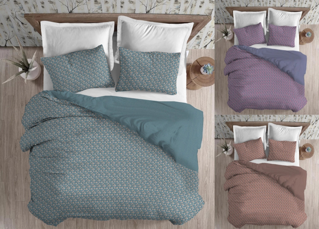 Copripiumino Sacco Piumone 100% Cotone Linea 3027 Fiori Provenzale - Matrimoniale - Marrone