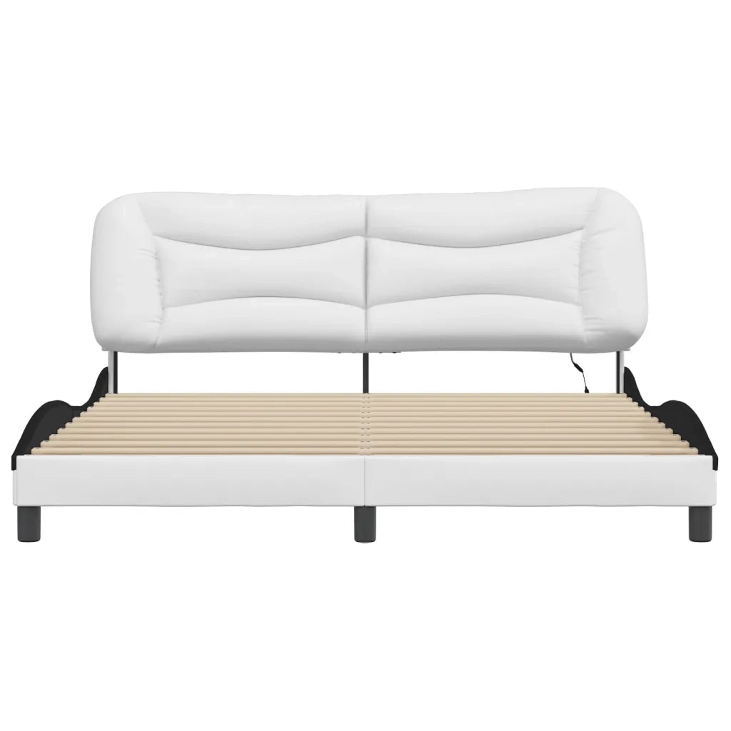 Giroletto con LED senza Materasso-Struttura Letto Hvar Bianco e Nero 180x200 cm