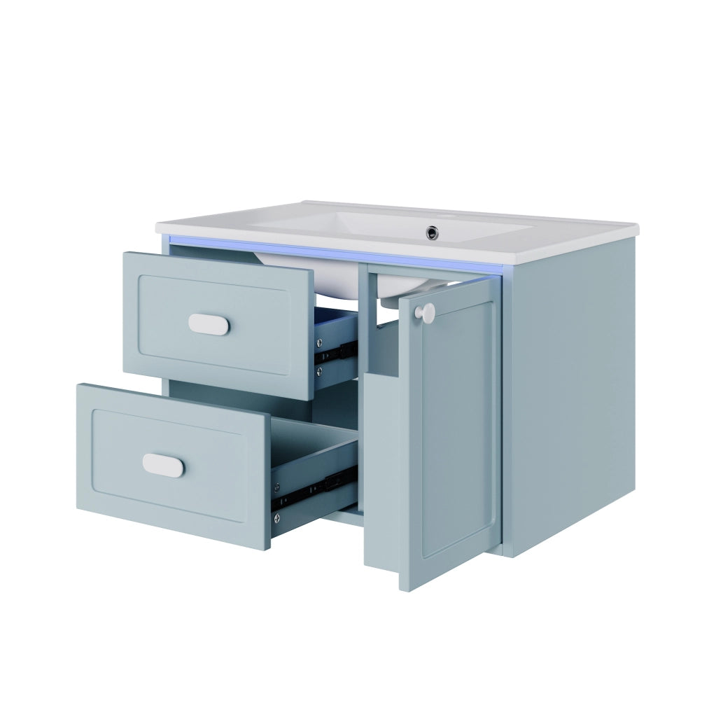 Mobile lavabo sospeso blu 76x46x51 cm con LED radar