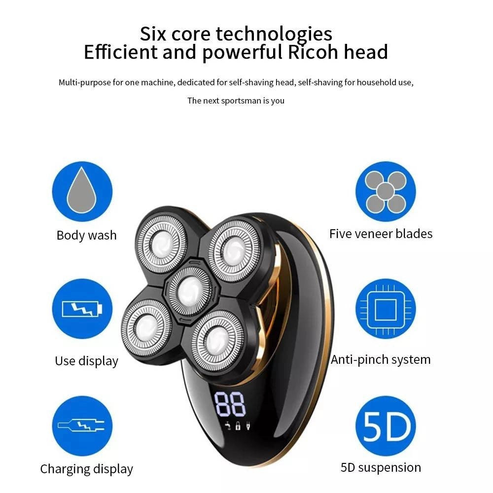 Trade Shop - Rasoio V-316 5in1 Elettrico Regolabarba A Batteria Con Display Lcd Led Senza Fili -
