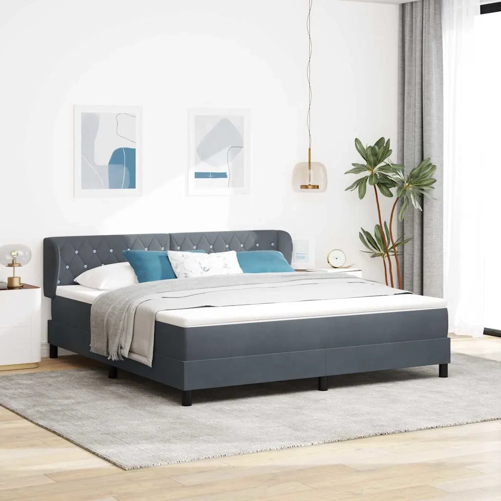Letto a molle con testiera Grigio scuro 180 x 200 cm Velluto 3340347