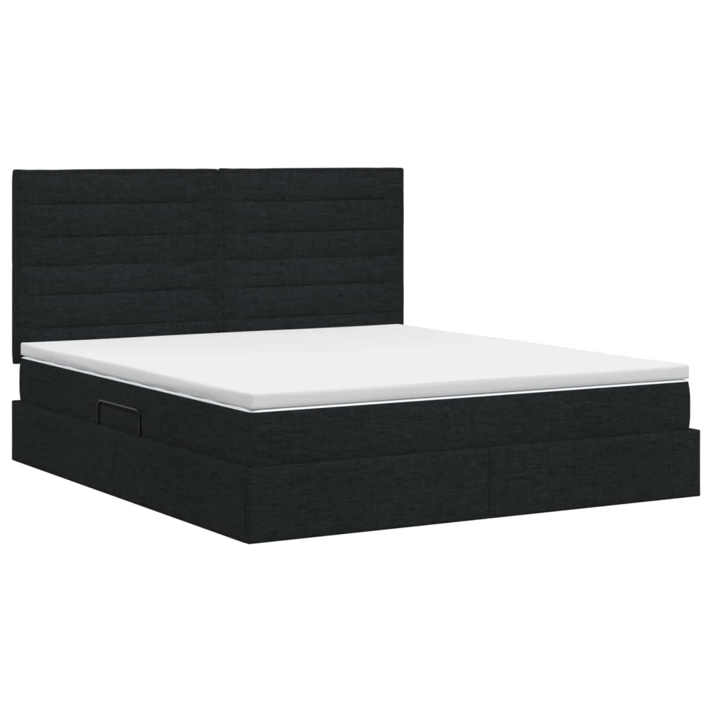 Letto con contenitore e materasso Nero 140 x 190 cm Tessuto 3459440