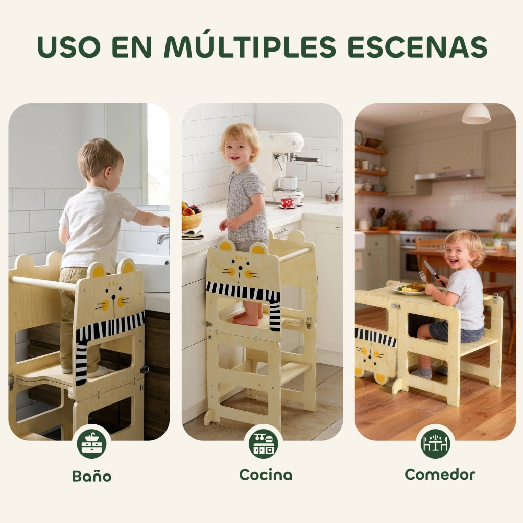 Scala di apprendimento 3 in 1 pieghevole ¨C zephmum ¨C bianco naturale 90x40x90