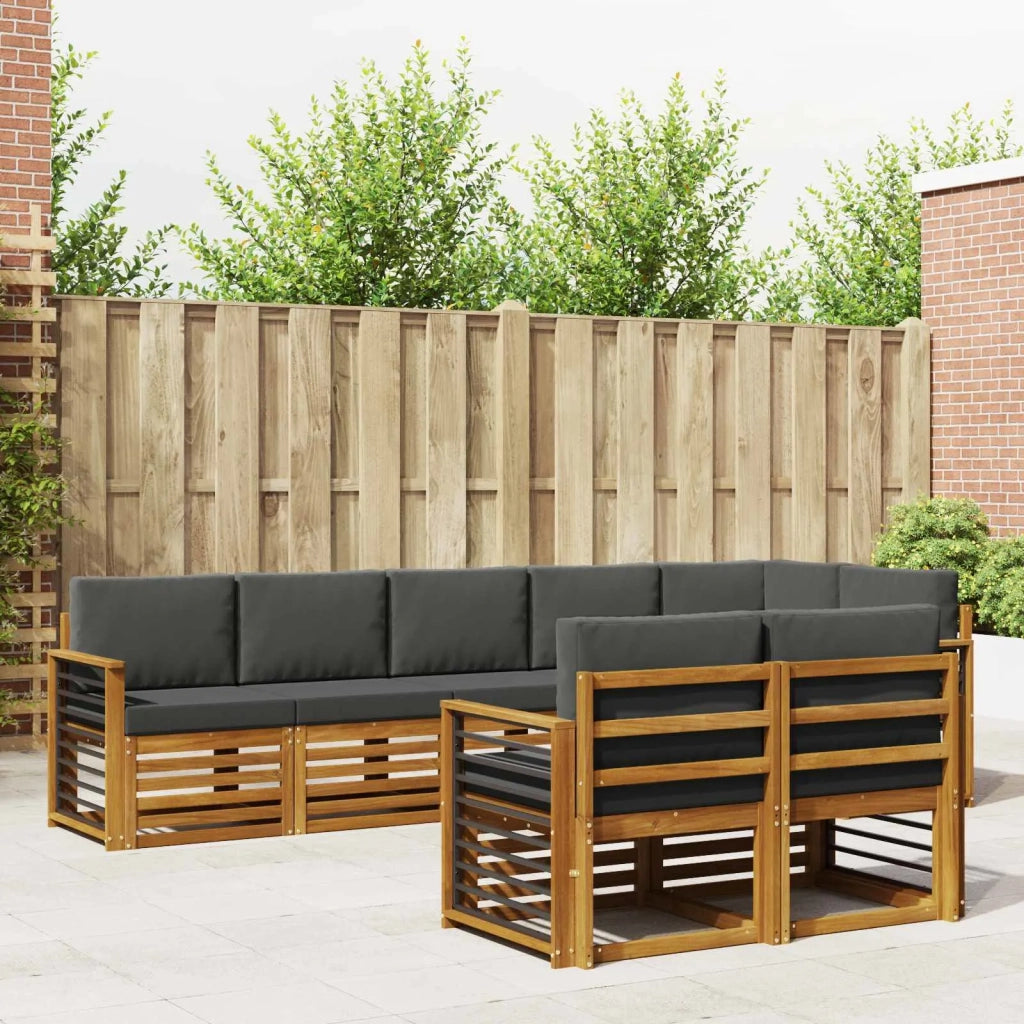 Set divani 8 pcs Naturale e Antracite Legno di Acacia Massello 3375022