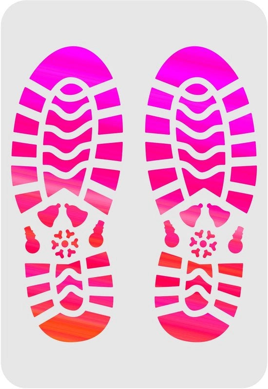 Stencili per impronta di piede - Modelli in plastica - Riciclabili e sicuri - 29,7 x 21 cm - Per dipingere su parete e pavimento - Crea DIY