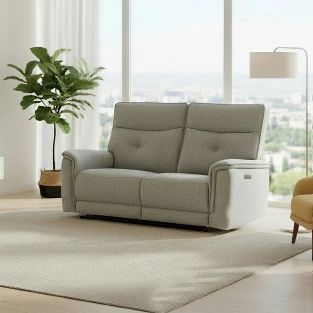 Divano recliner Elysio 3 posti elettrico in tessuto grigio 198 cm