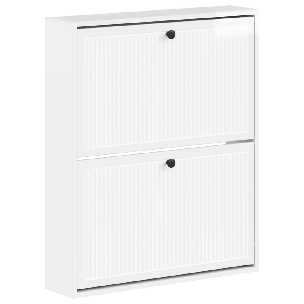 Mobiletto per Scarpe da Muro EDE 71 x 17 x 86 cm Bianco Lucido 895979